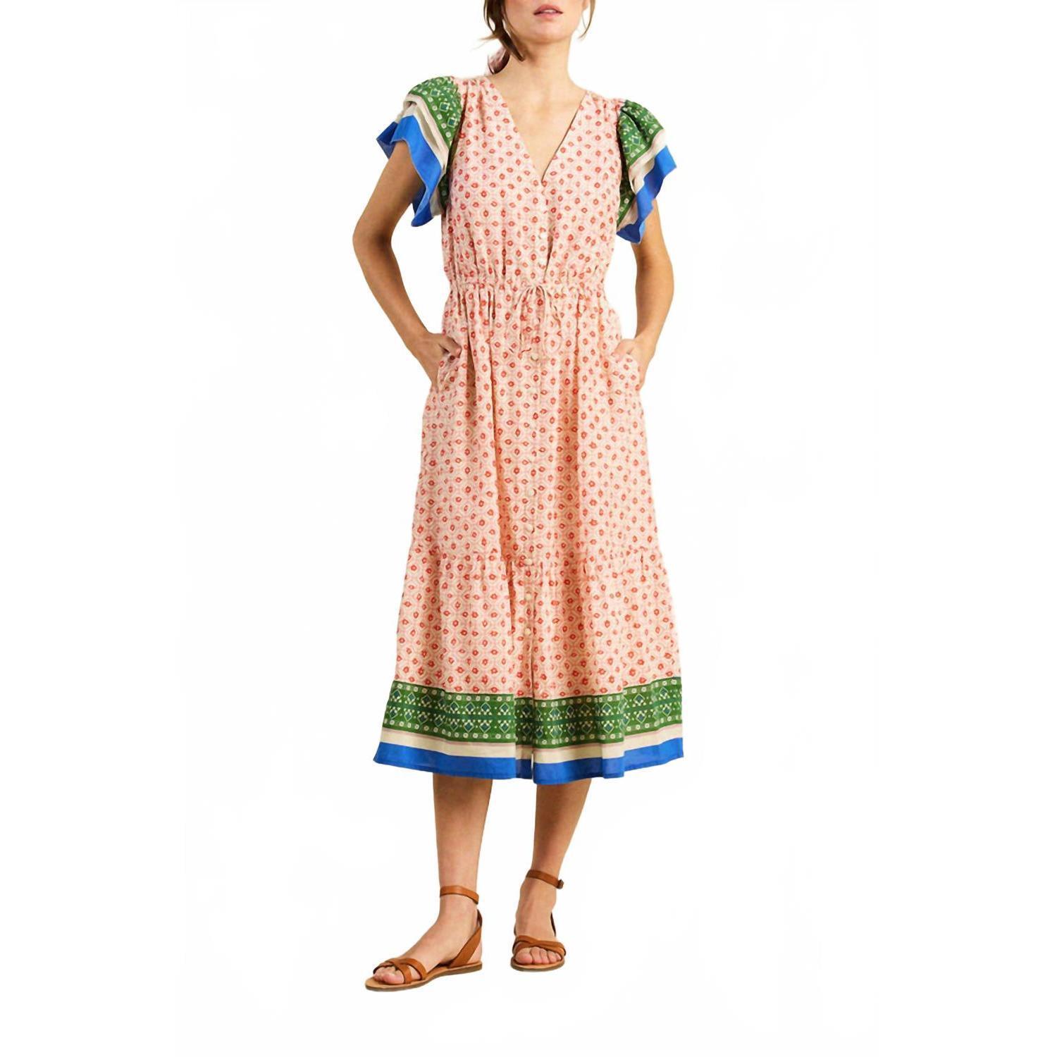 New Trovata Kristine Midi Dress In Santorini Border
